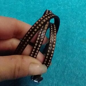 Brown Faux Leather Wrap Buckle Bracelet